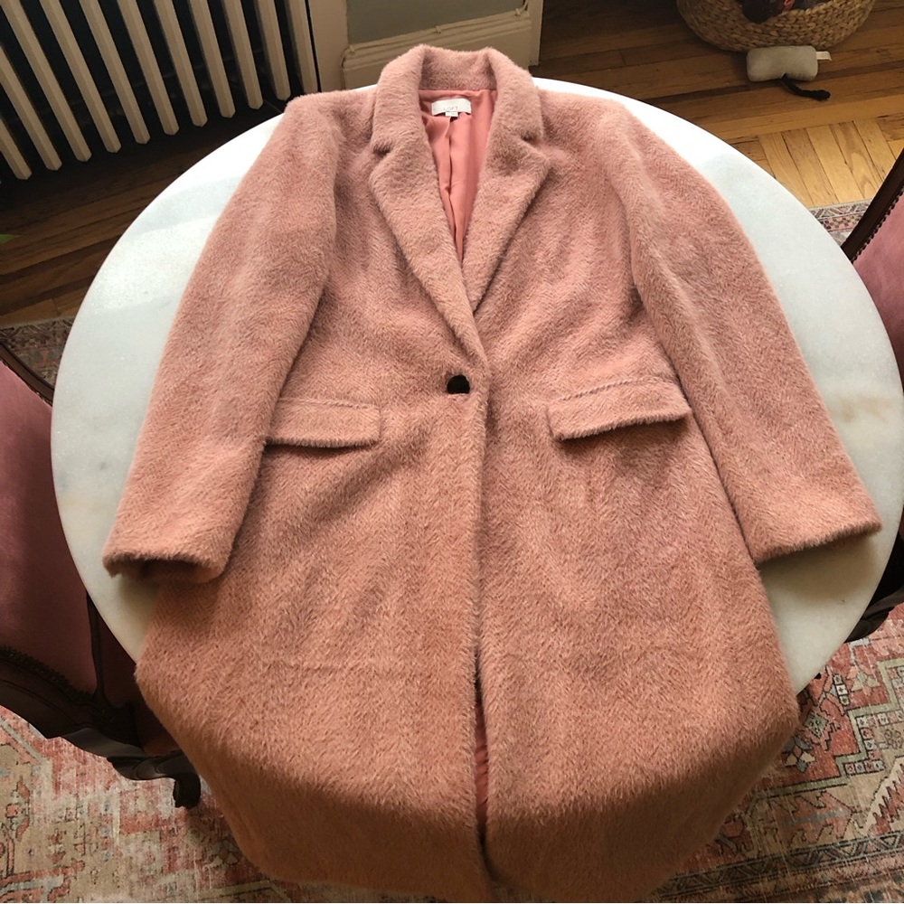 LOFT Women’s Pink Herringbone Wool Coat Size Small